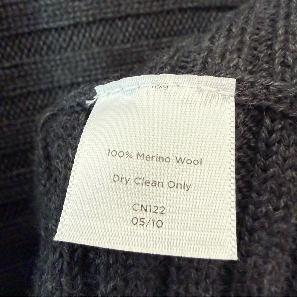Talbots Charcoal Ribbed Open-Front Wool Cardigan - Picture 3 of 4